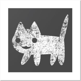 Cute Happy Cat - Distressed Posters and Art